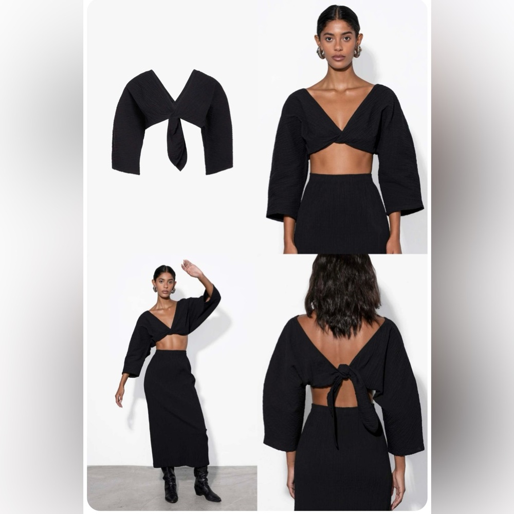Mara Hoffman Black Tie-Back Top